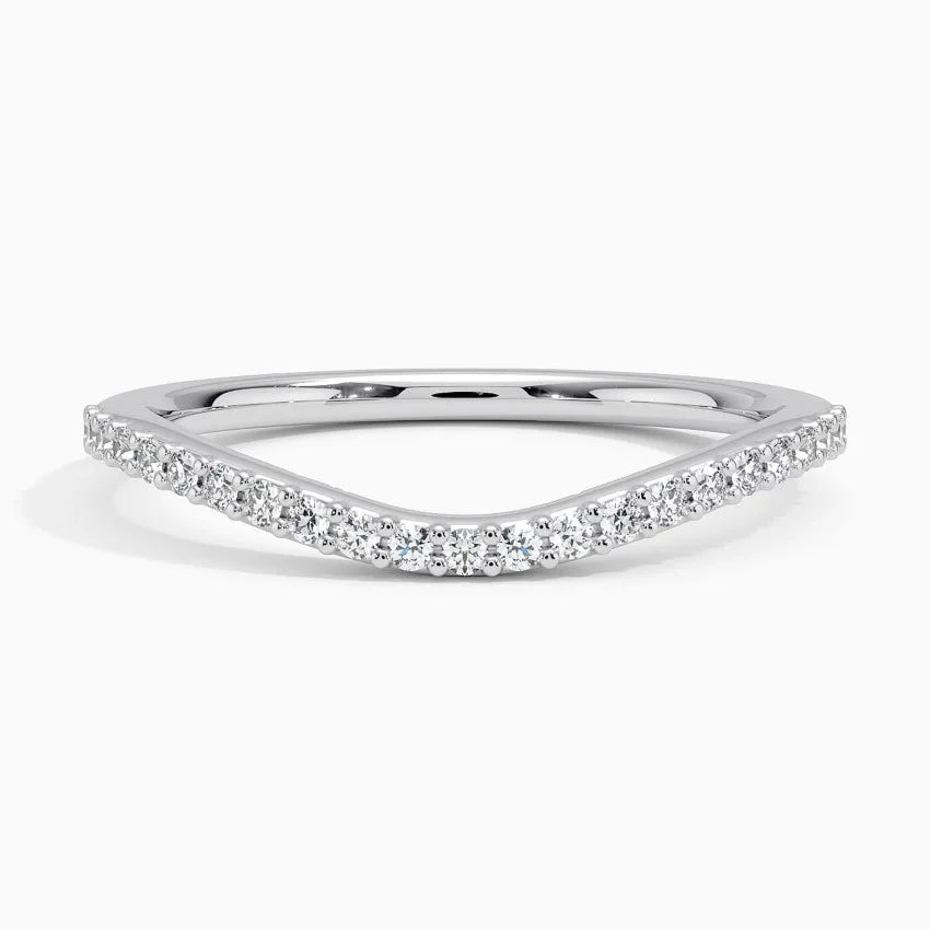 0.17CTW Diamond Curved Wedding Band Ring - 14K White Gold Engagement Ring for Women - Perfect for Bridal Sets, Anniversary Gifts & Special Occasions