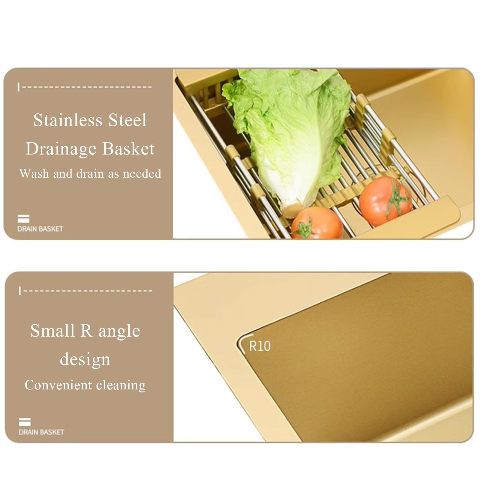 Premium Double Bowl Gold Stainless Steel Kitchen Sink - 32.3x17.7 Inch Top Mount/Drop-in Design with Drain Basket & Stopper - High Capacity, Rustproof, Easy Clean - Perfect for Modern Kitchens, Restaurants & RV Use