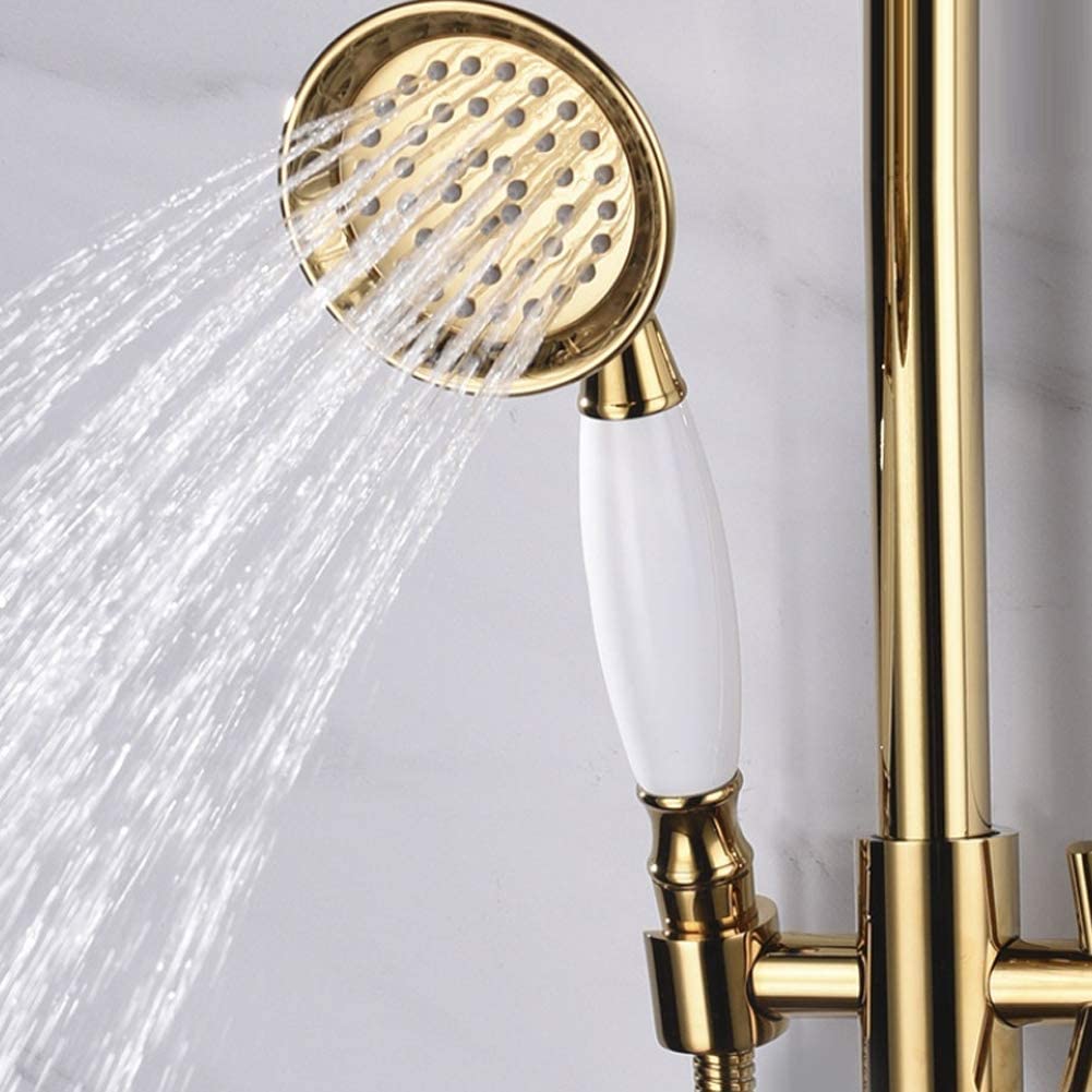 YunShiXx Ultra-Thin Gold Handheld Shower Head - High Pressure Bathroom Shower Sprayer with 5 Spray Modes, Luxurious Home Shower Accessory for Relaxing Spa Experience