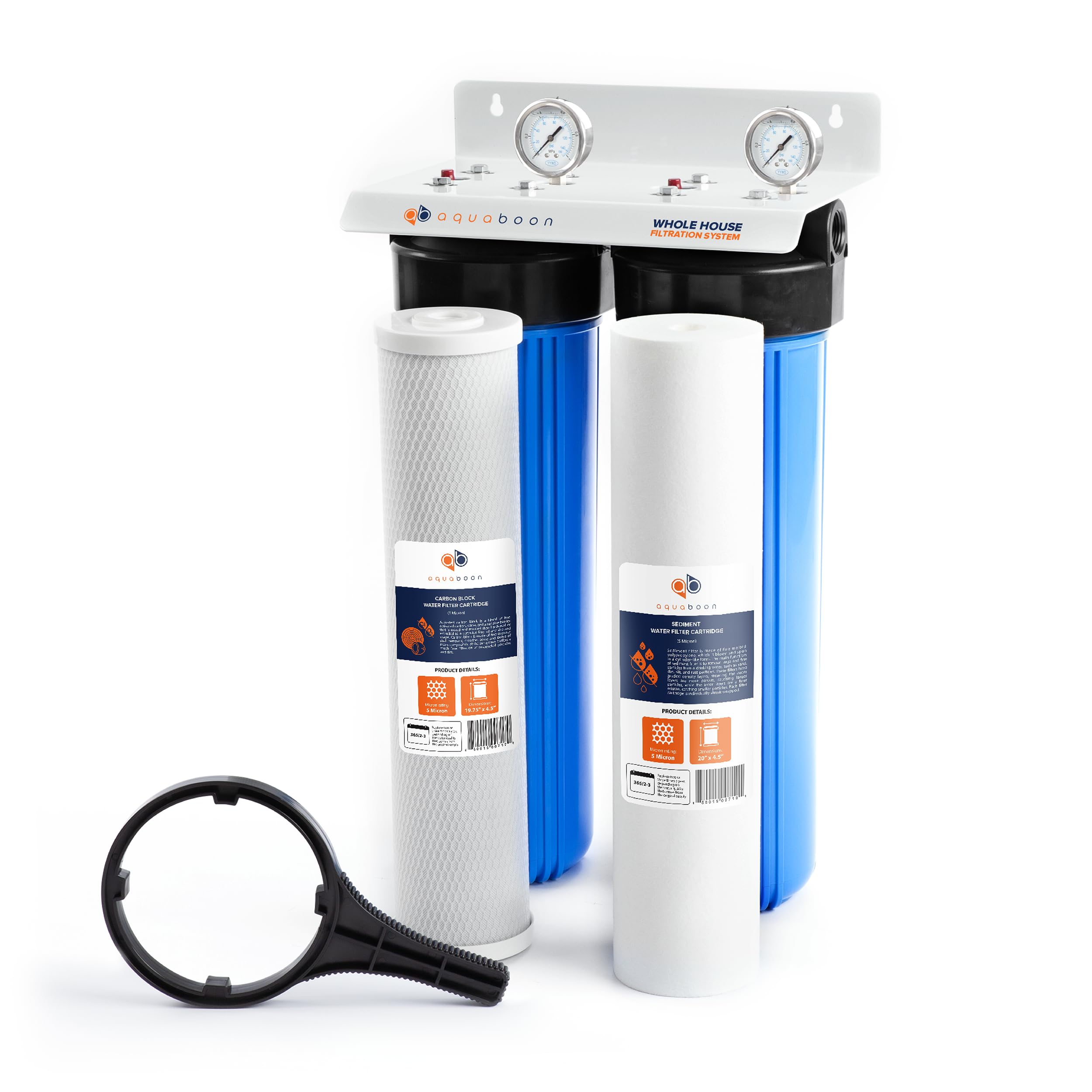 Aquaboon 2-Stage Whole House Water Filtration System with 20x4.5