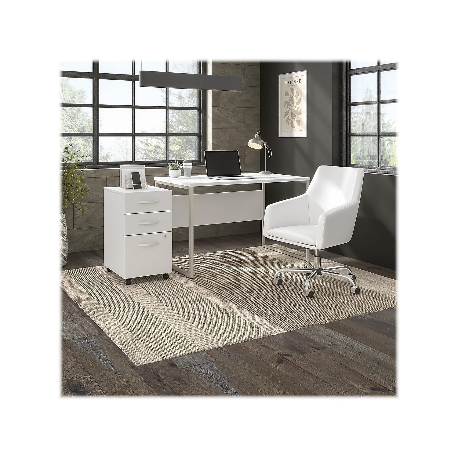 Bush Business Furniture Hybrid 3-Drawer Mobile File Cabinet - White, Assembled for Office Storage & Organization | Perfect for Home Office, Corporate Workspace & Document Filing