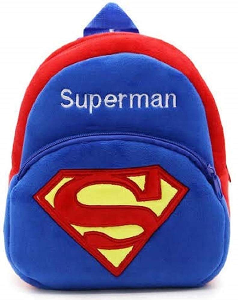 Superman Cartoon Kids School Backpack - Soft Plush Fabric Backpack for Boys & Girls - Lightweight Bookbag for Preschool, Kindergarten & Elementary School - Perfect for Daily Use, Travel & Outdoor Activities