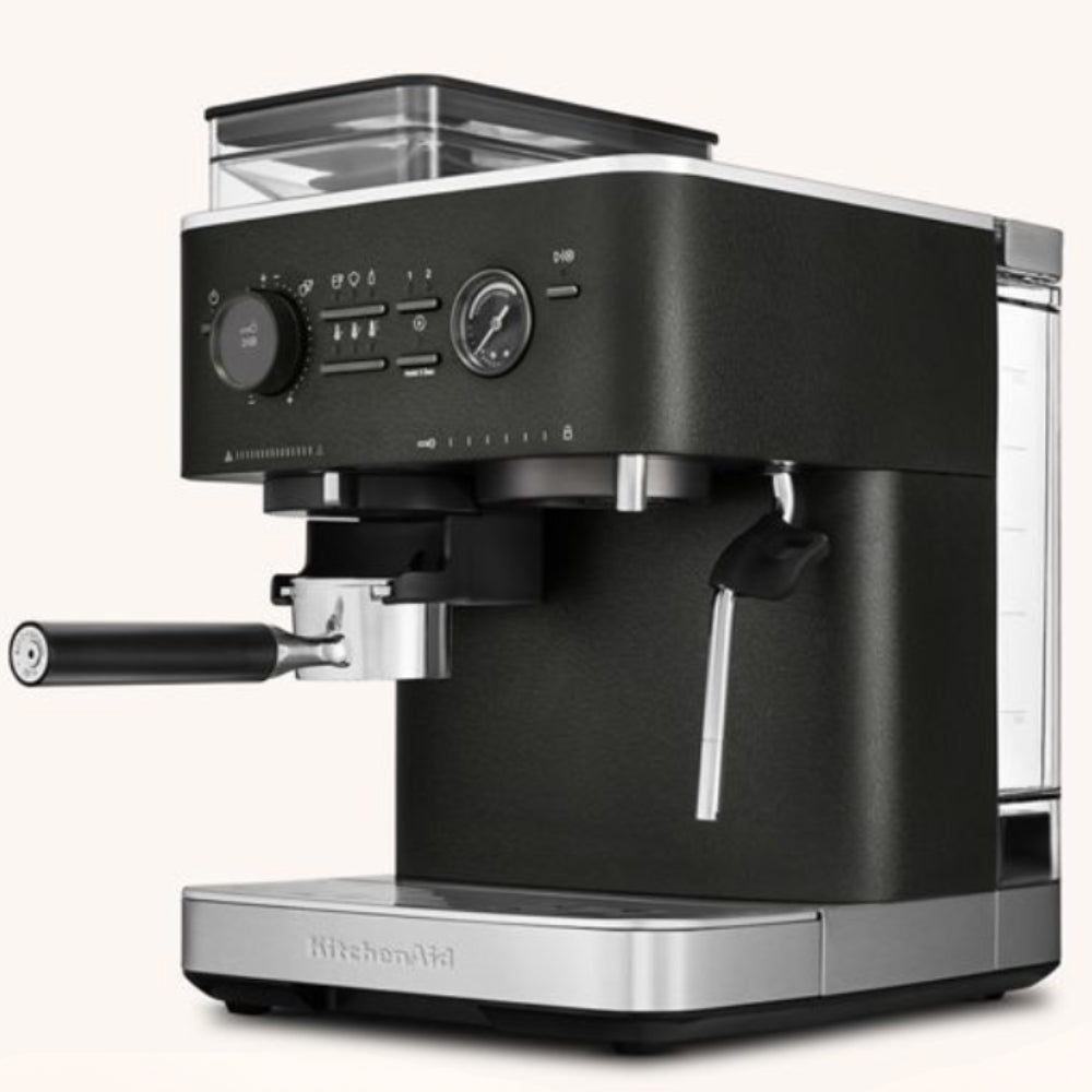 KitchenAid Semi Automatic Espresso Machine with Built-in Burr Grinder - Cast Iron Black | Perfect for Home Baristas & Coffee Lovers | Ideal for Espresso, Cappuccino & Latte Making