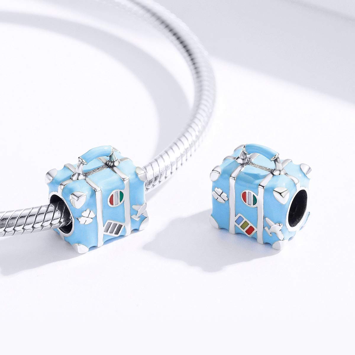Authentic 925 Sterling Silver Travel Charm - I Love To Travel Pendant for Women's DIY Bracelets & Jewelry Making | Perfect for Suitcase Decor, Car Keychains & Gift Giving