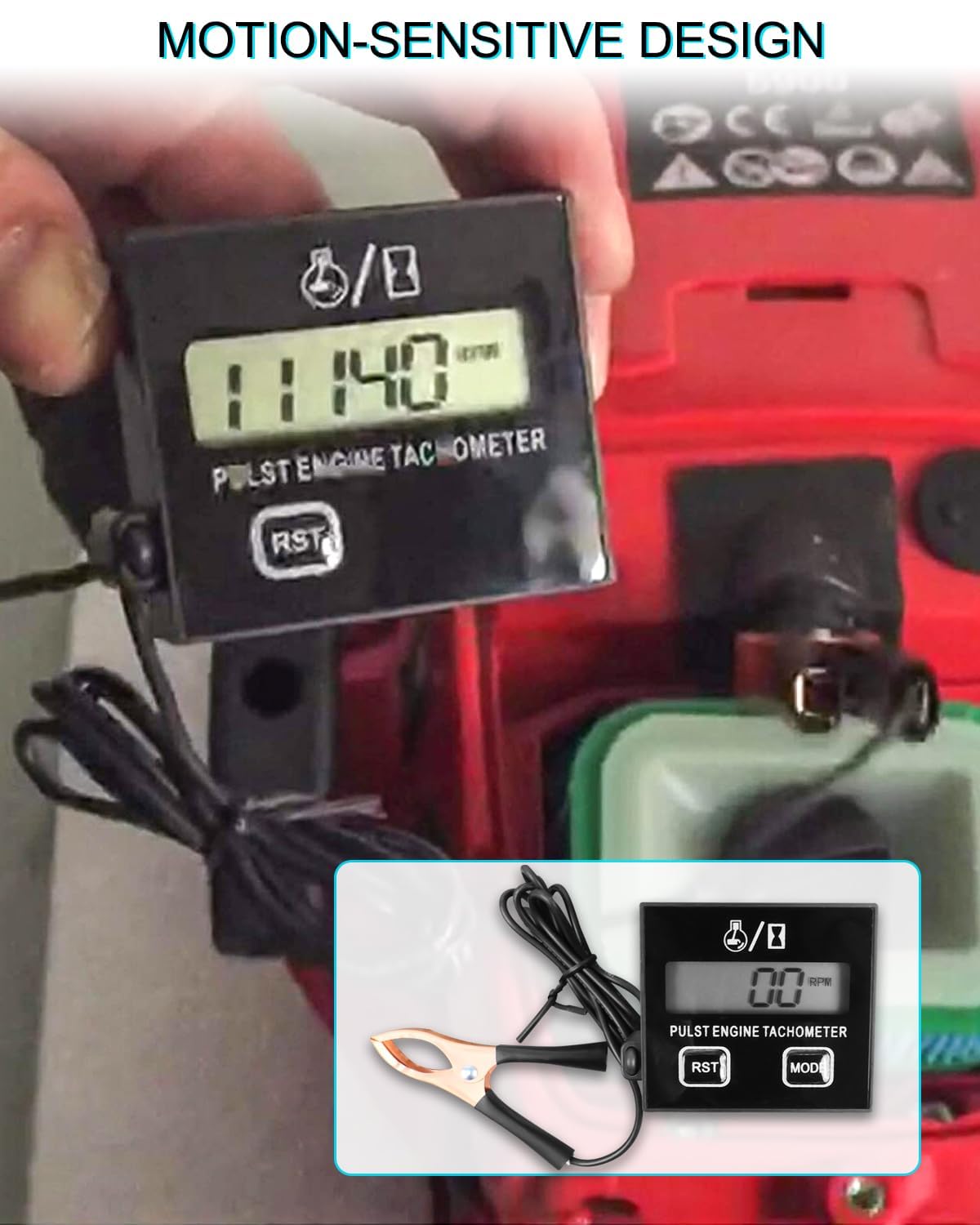 Digital Inductive RPM Tachometer for Small Engines - Accurate Tach Tool for Chainsaw, Lawn Mower, Generator, ATV, Dirt Bike, Boat & Tractor | Perfect for Engine Maintenance, Tuning & Performance Testing