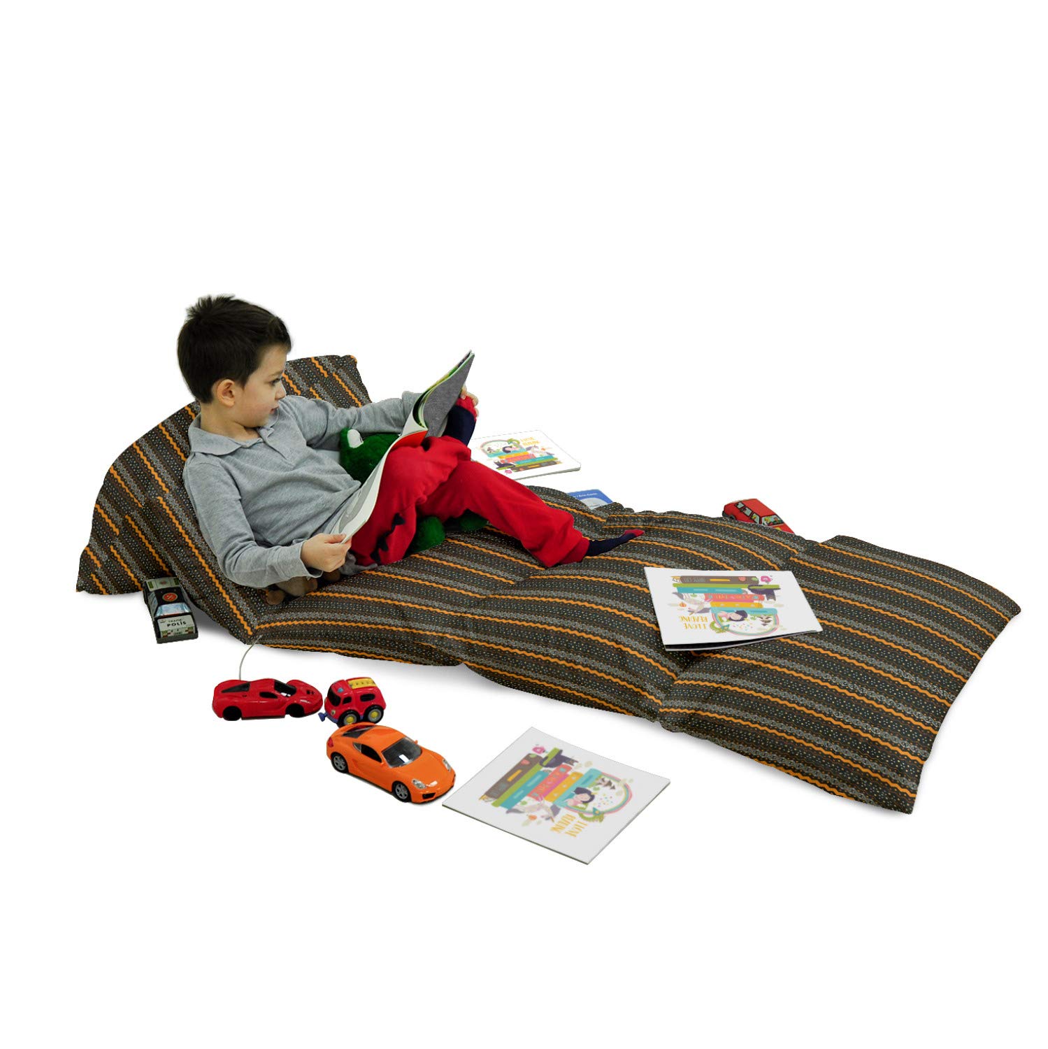 Ambesonne Abstract Floor Pillow Lounger Cover - Folk Zig Zag Pattern Printed Fabric Case for 5 Pillows, 88