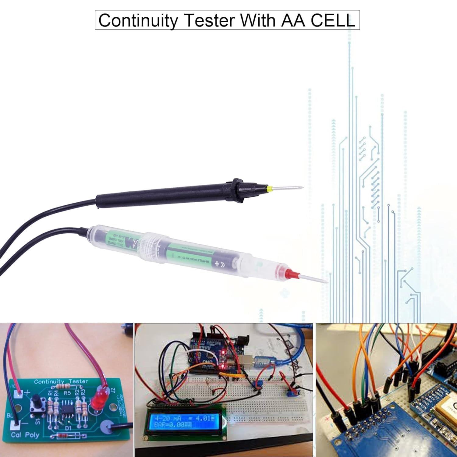 SP Electron Electronic Continuity Tester with LED Indicator - AA Battery Powered Circuit Tester for DIY Electronics, Home Repairs & Electrical Projects