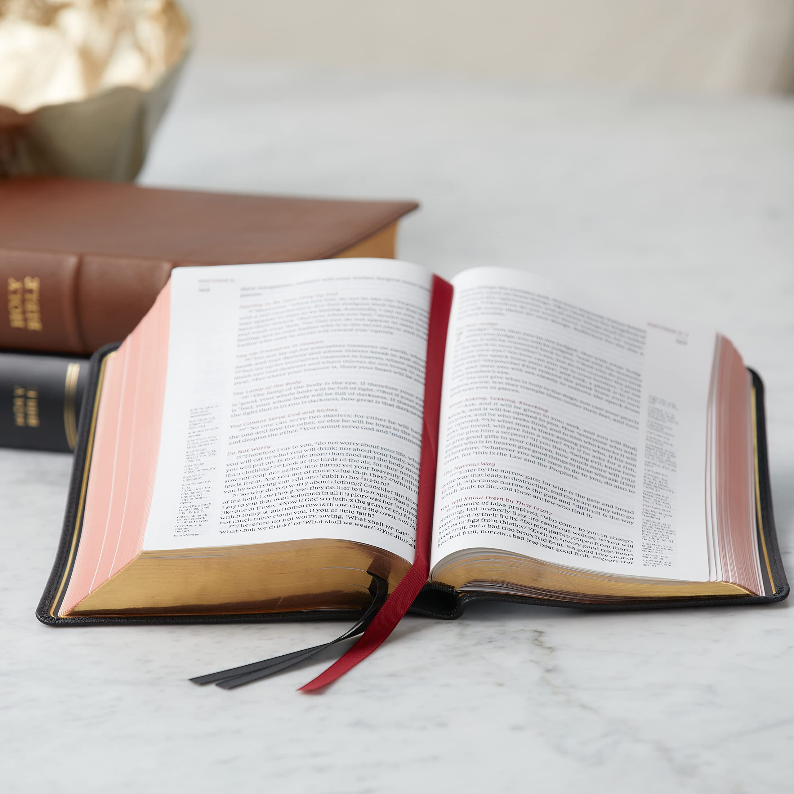 Premium NKJV Single-Column Reference Bible in Luxurious Goatskin Leather - Brown Premier Collection with Comfort Print | New King James Version Holy Bible for Worship, Study & Gift Giving