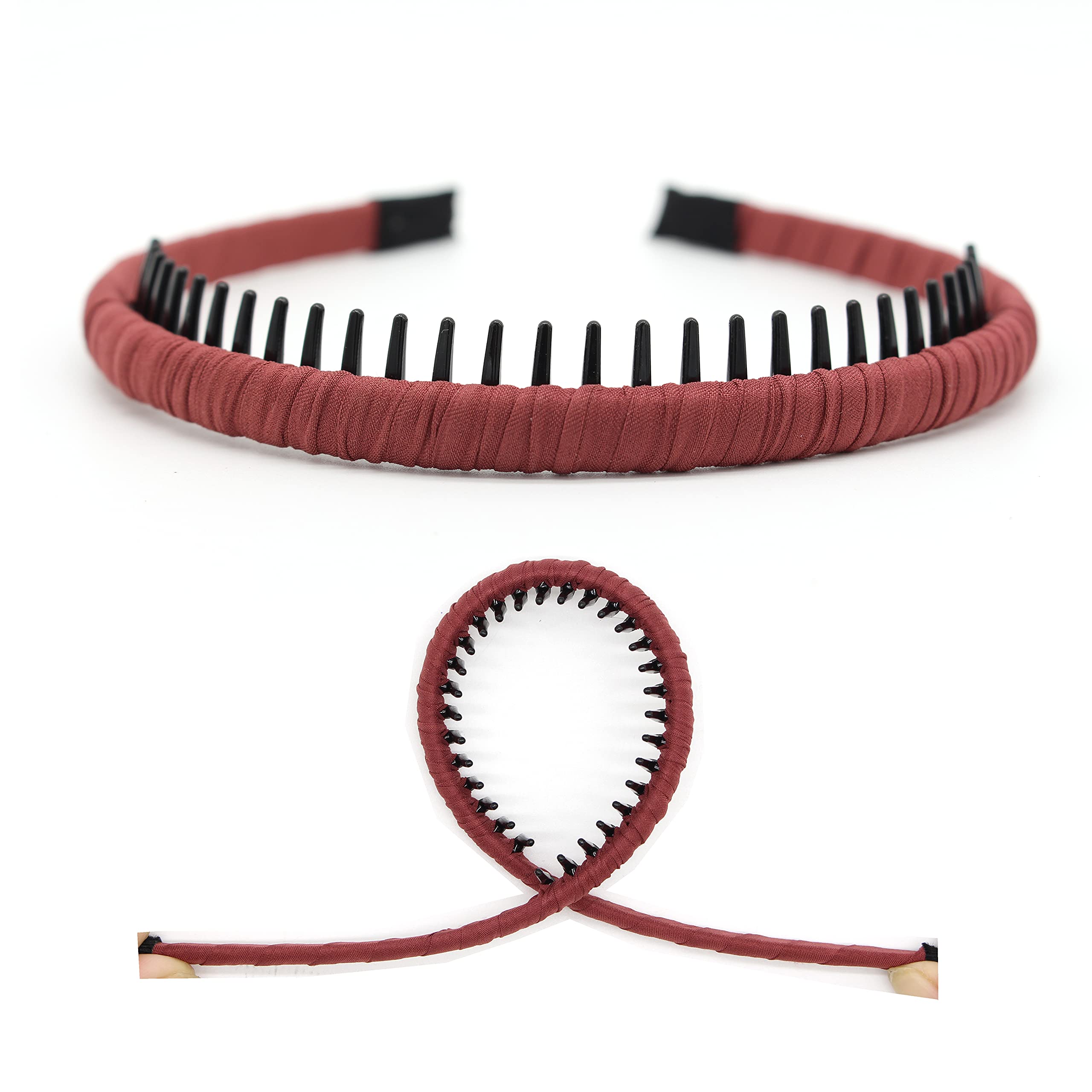 Fashion Headbands for Women - Non Slip Comfy Hair Hoops with Tooth Comb - 4 Color Options for Workouts, Yoga, and Everyday Wear