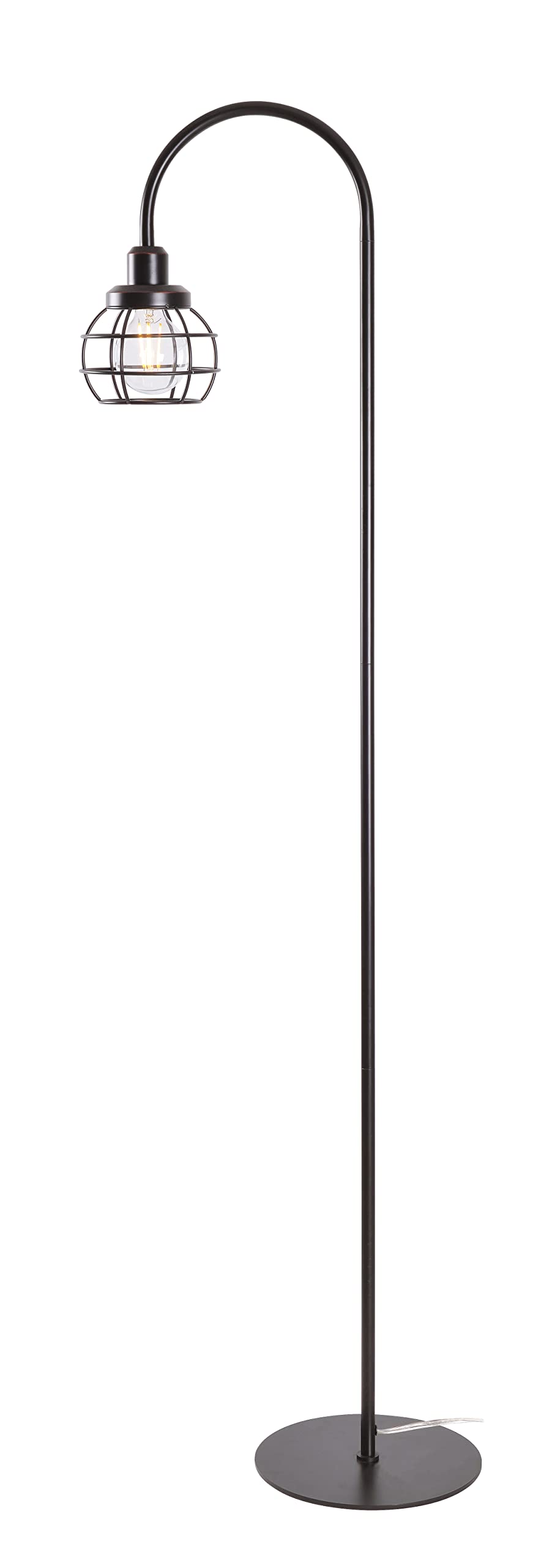 Kenroy Home 32703ORB Small Caged Floor Lamp in Oil Rubbed Bronze - Vintage Industrial Lighting for Living Room, Bedroom & Office Decor