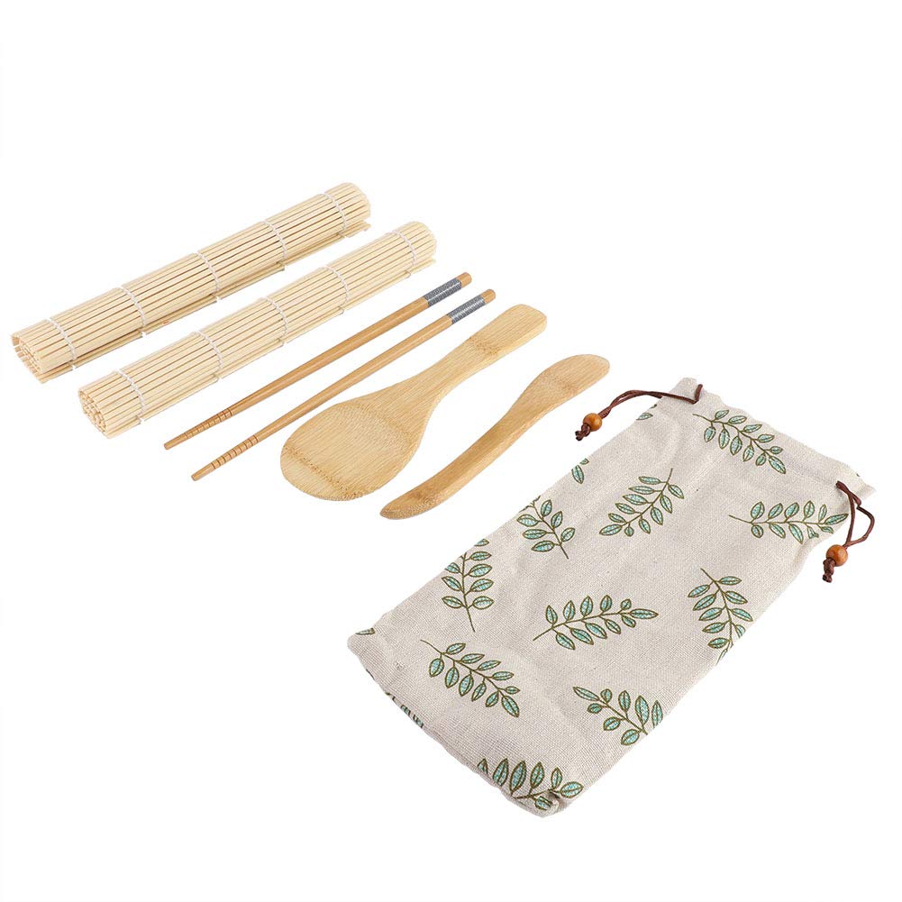 Premium Bamboo Sushi Making Kit - 2 Natural Bamboo Rolling Mats, Rice Paddle, Spreader & Chopsticks for Homemade Sushi - Perfect for Sushi Lovers, Japanese Cooking & DIY Sushi Parties