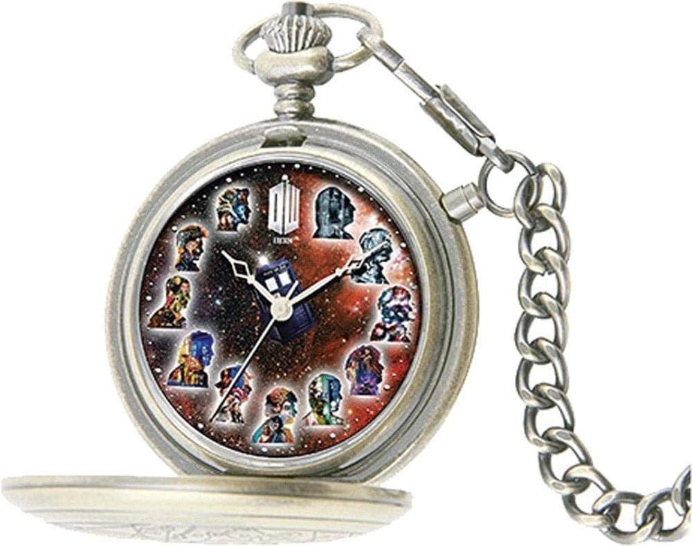 Doctor Who The Master's Fob Watch - 50th Anniversary Edition Silver Pocket Watch with Light Up Dial - Perfect for Collectors, Cosplay & Sci-Fi Fans