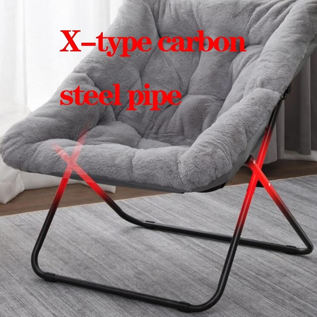 WIGSELBL Oversized Faux Fur Saucer Chair - Foldable Lounge Chair for Kids, Teens & Adults - Soft Furry Accent Chair with Metal Frame - Perfect for Bedroom, Living Room & Dorm Decor (Gray)