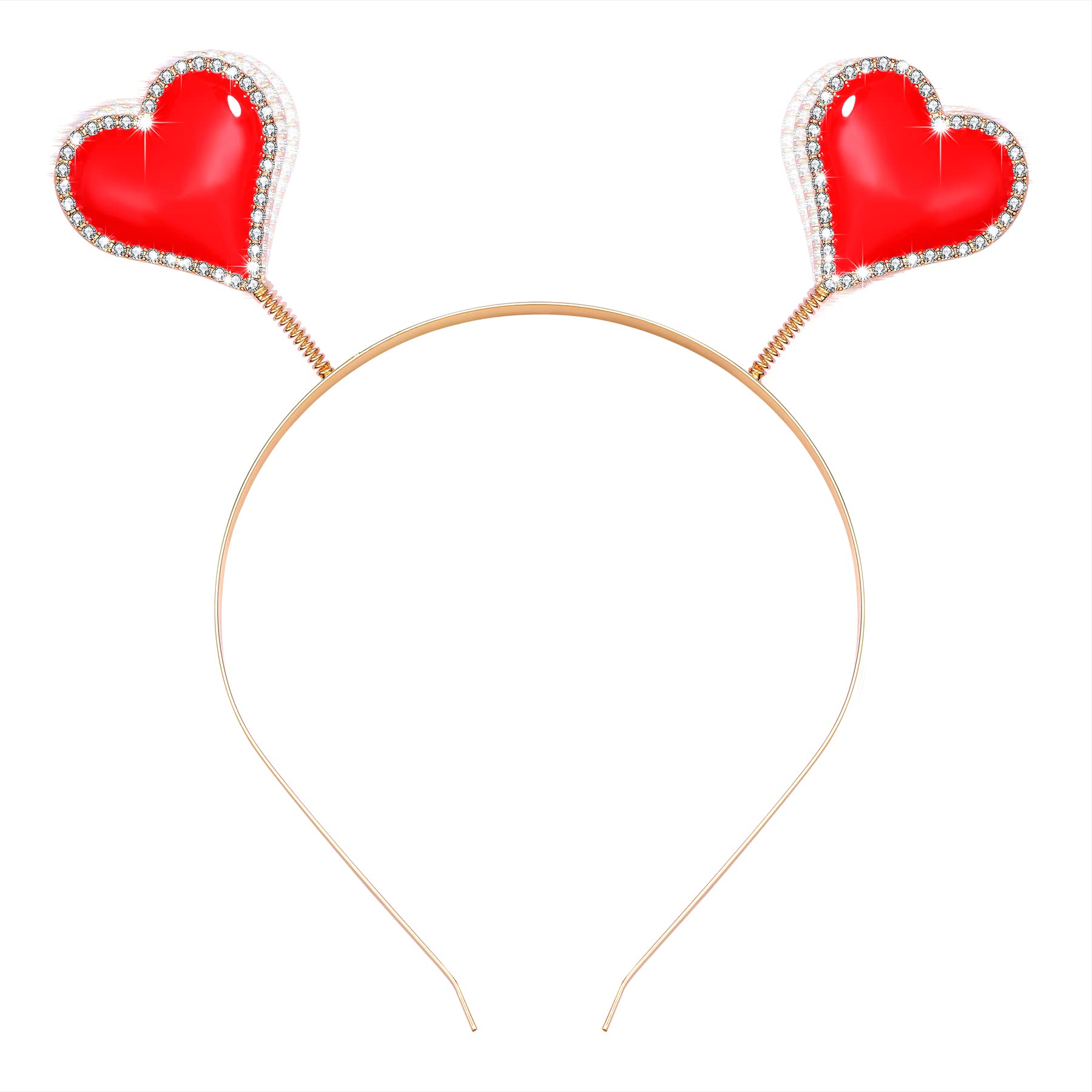 Sparkling Rhinestone Heart Headband for Women & Girls - Valentine's Day Hair Accessory with Enamel Love Design - Trendy Wobbly Hair Hoop for Holiday Parties, Spring Events & Romantic Dates