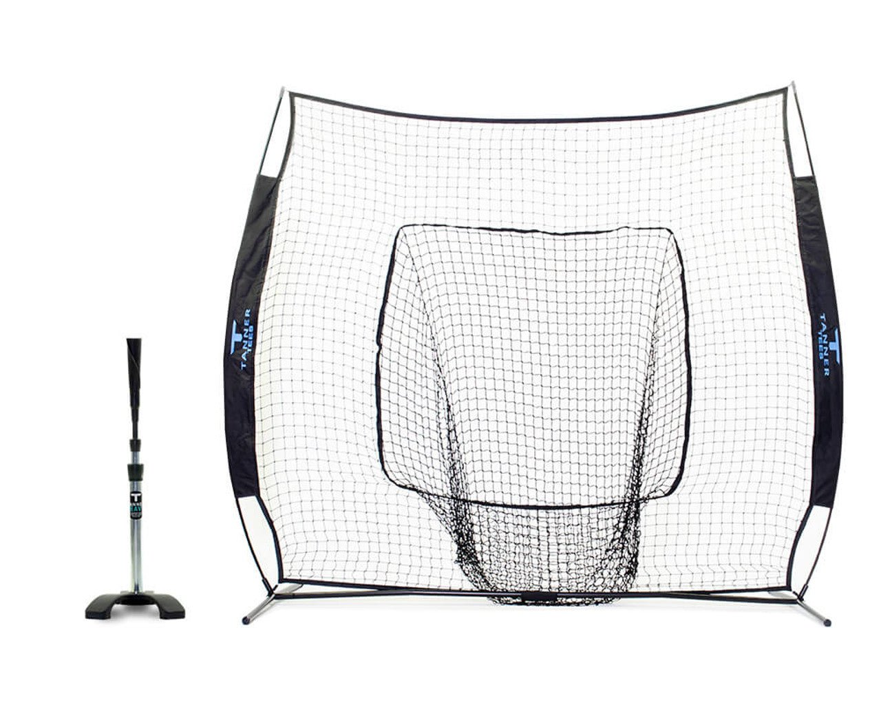 Premium Tanner Heavy Batting Tee with Adjustable Height & Durable Batting Net Bundle - Perfect for Baseball & Softball Training at Home or Field Practice