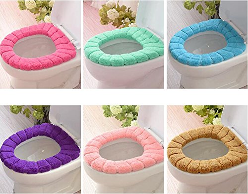 2-Pack Soft & Thicker Warmer Stretchable Washable Toilet Seat Covers - Plush O-Shaped Cushion Pads for Bathroom Comfort - Perfect for Cold Weather & Home Decor