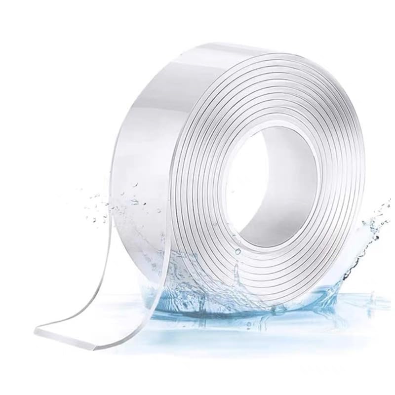 Tuqiso Heavy Duty Double Sided Tape - Extra Large Clear Nano Adhesive Mounting Tape for Pictures, Posters & Wall Decor - Removable Wall Hanging Strips & Carpet Tape (3.28 Feet) - Perfect for Home, Office & DIY Projects