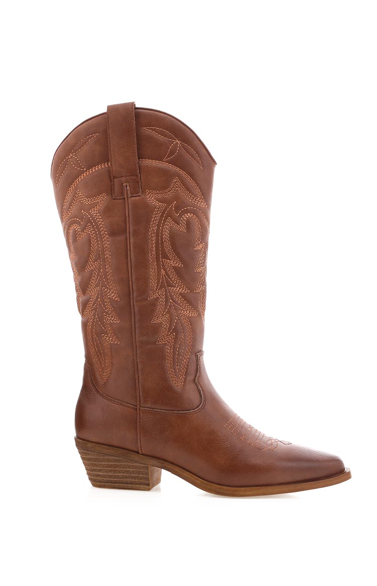 Billini Ottile Tan Cowboy Boots for Women - Western Style Leather Ankle Boots with Pointed Toe & Block Heel | Perfect for Country Music Festivals, Rodeos & Fall Fashion Outfits