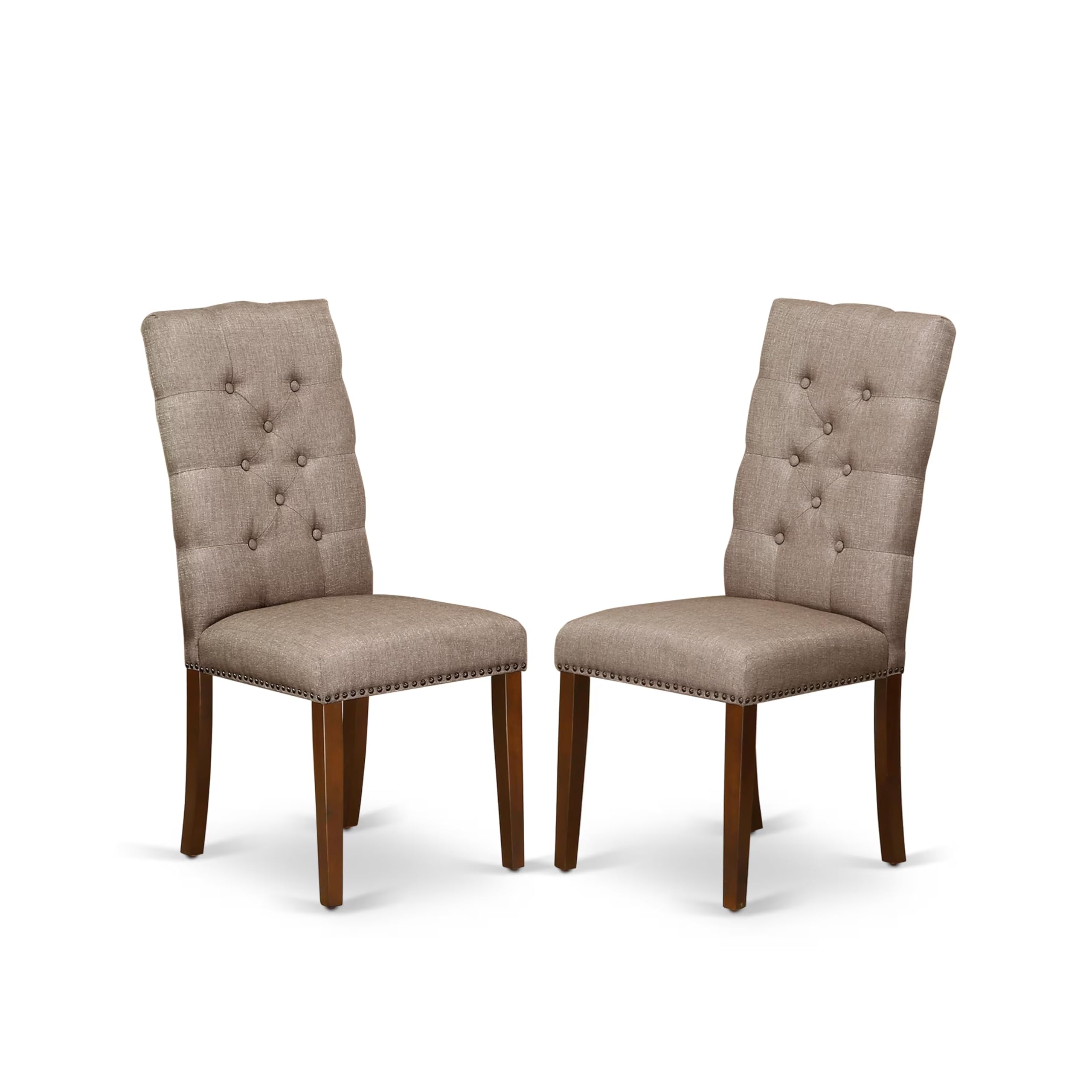 East West Furniture AMEL3-MAH-16 3-Piece Modern Round Dining Table Set with Pedestal Base & 2 Upholstered Chairs - 36x36 Inch, Mahogany Finish - Perfect for Small Kitchens, Breakfast Nooks and Cozy Dining Spaces