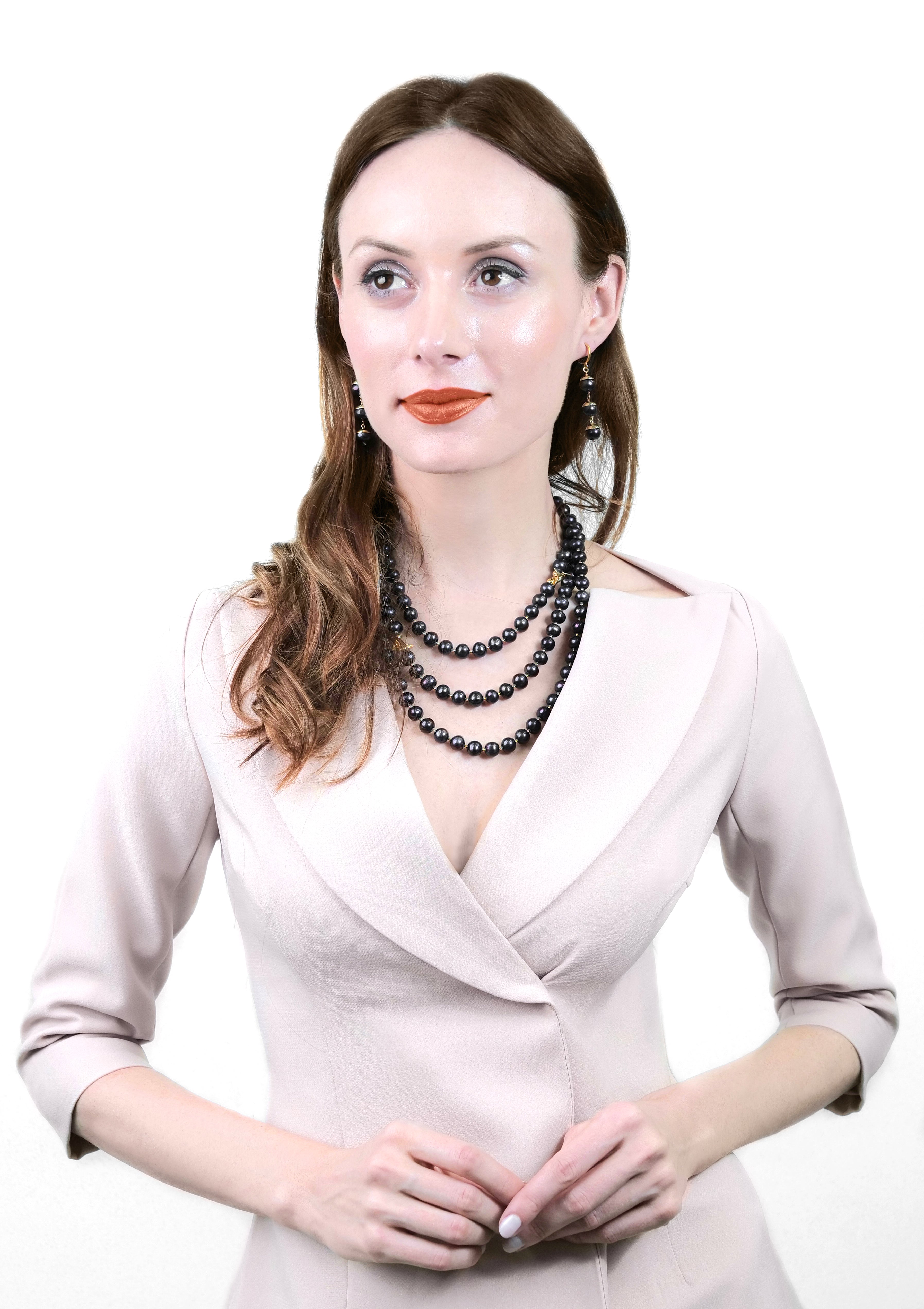 Elegant Black Freshwater Pearls Multi-Layer Necklace for Women | AN054 | Perfect for Weddings, Parties & Formal Events