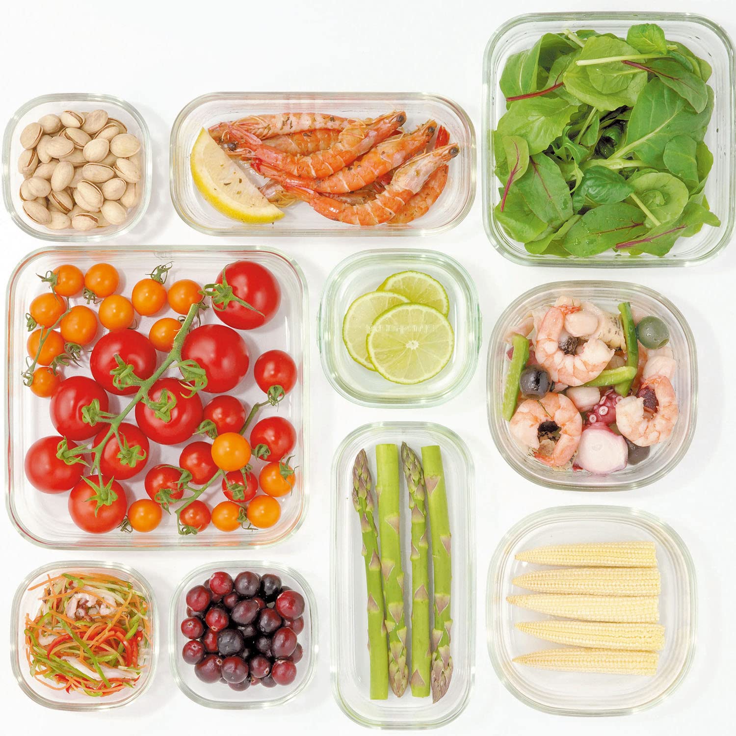 AGC iwaki Heat Resistant Glass Storage Container Set - Microwave Safe, Freezer Safe, BPA-Free (500mL, White) - Perfect for Meal Prep, Leftovers & Food Storage - Japan Import N3246-W