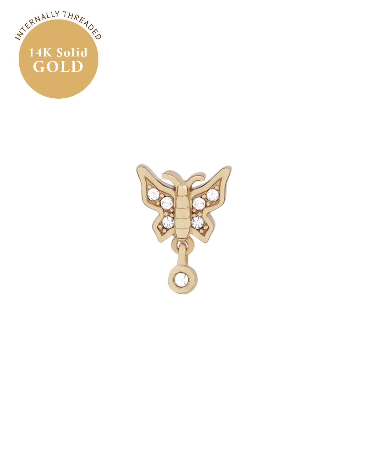 14K Solid Gold Athalia Butterfly Stud Earrings for Women - Hypoallergenic, Dainty & Elegant Jewelry Gift for Her - Perfect for Everyday Wear, Parties & Special Occasions