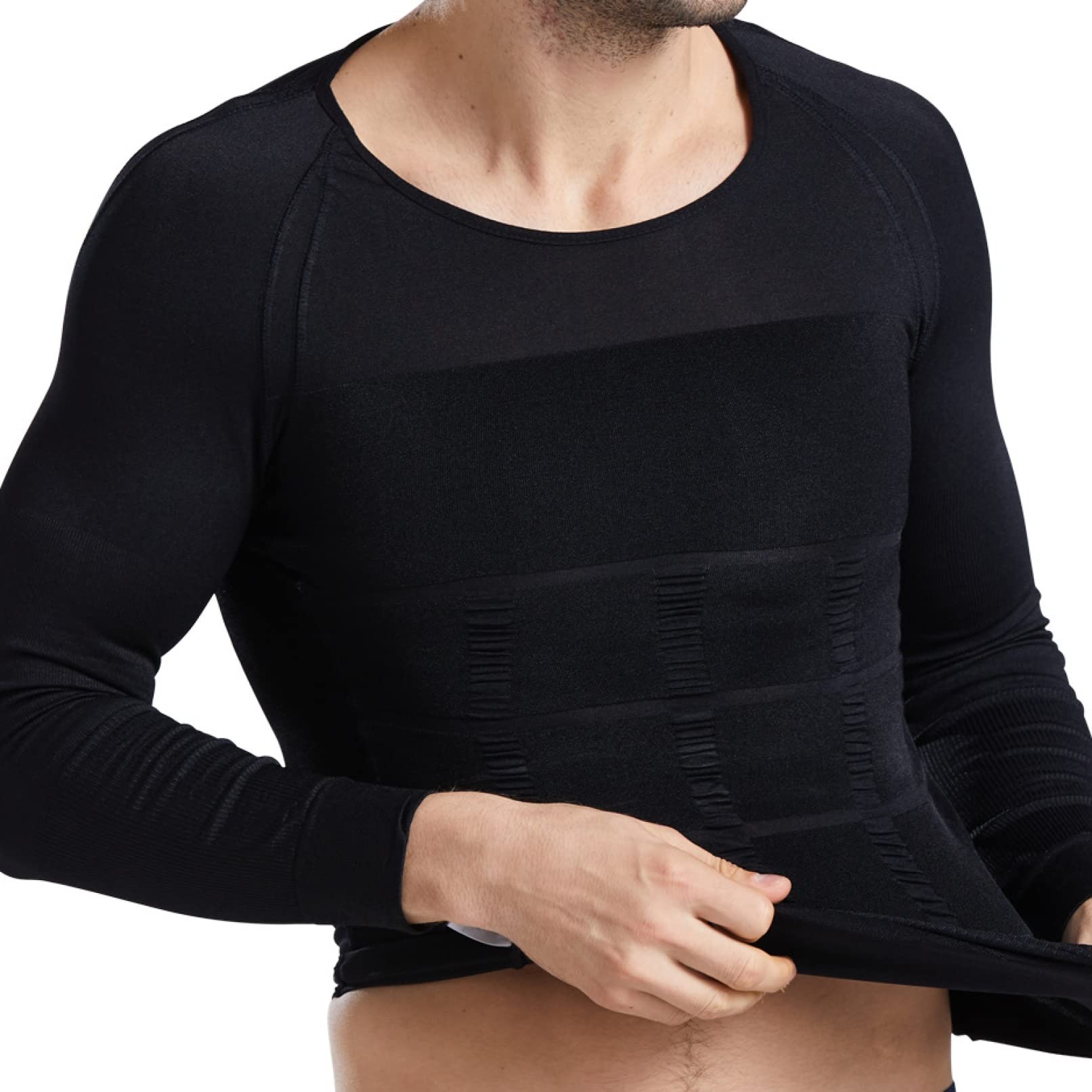 EBRICON Men's Body Shaper Shirt - Long Sleeve Compression Corset Top for Fat Burning, Abdomen & Chest Slimming - Weight Loss Vest for Workout, Gym & Everyday Wear