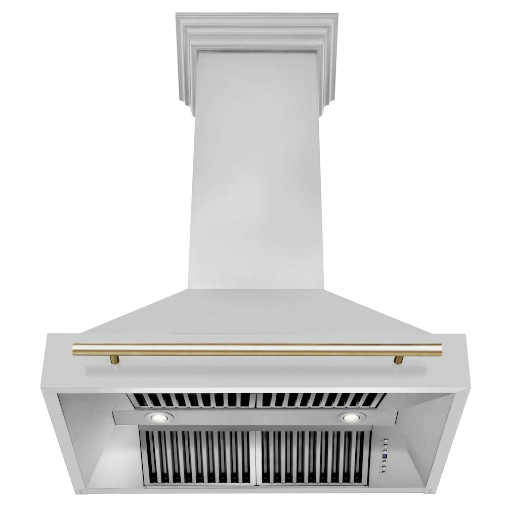 ZLINE Autograph Edition 36-inch Stainless Steel Dual Fuel Range with Range Hood & Dishwasher - Polished Gold Accents (3AKP RARHDWM36 G) | Premium Kitchen Package for Modern Homes & Professional Chefs