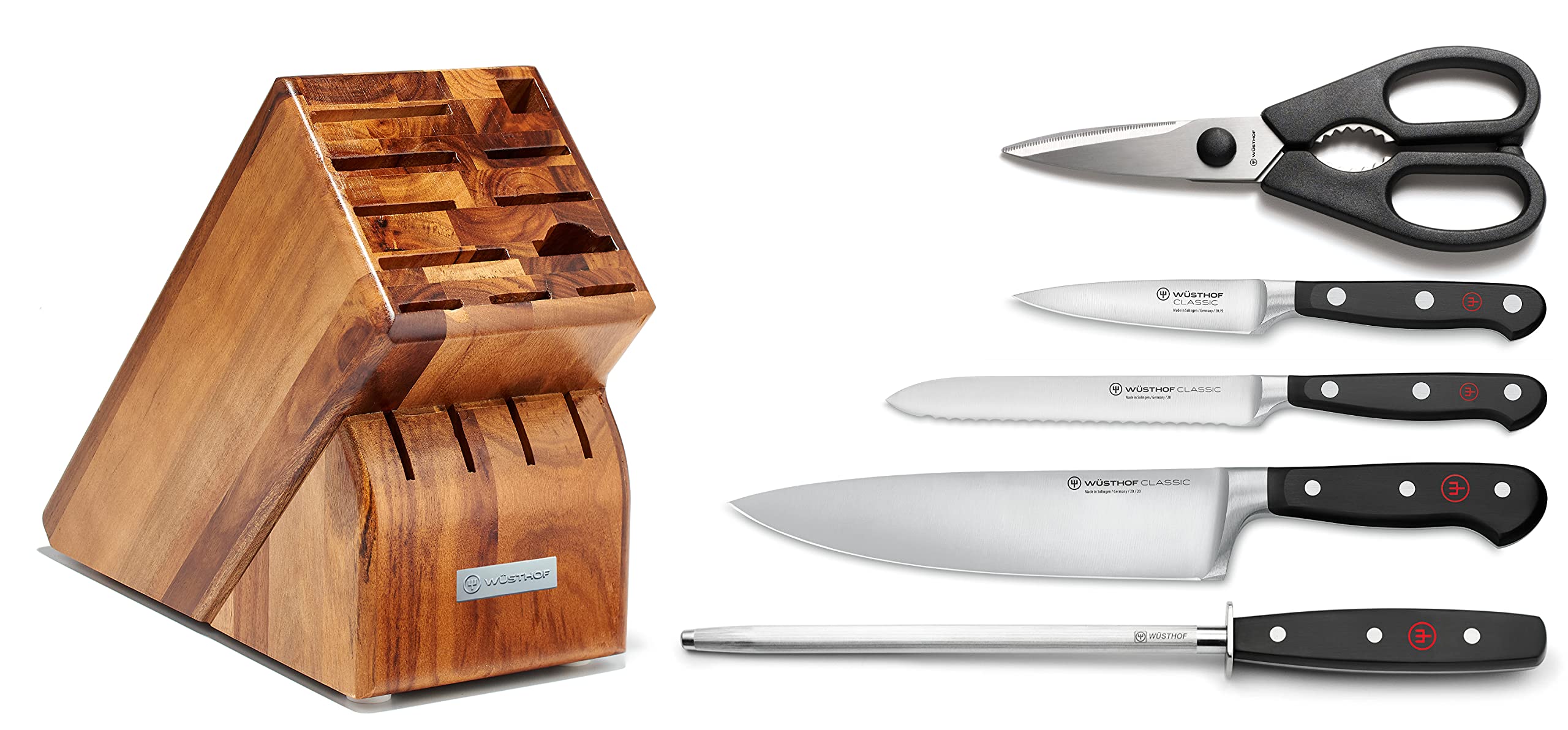 WÜSTHOF Classic 6-Piece Knife Block Set - High-Quality German Kitchen Knives for Professional Chefs & Home Cooking | Perfect for Slicing, Dicing & Food Prep