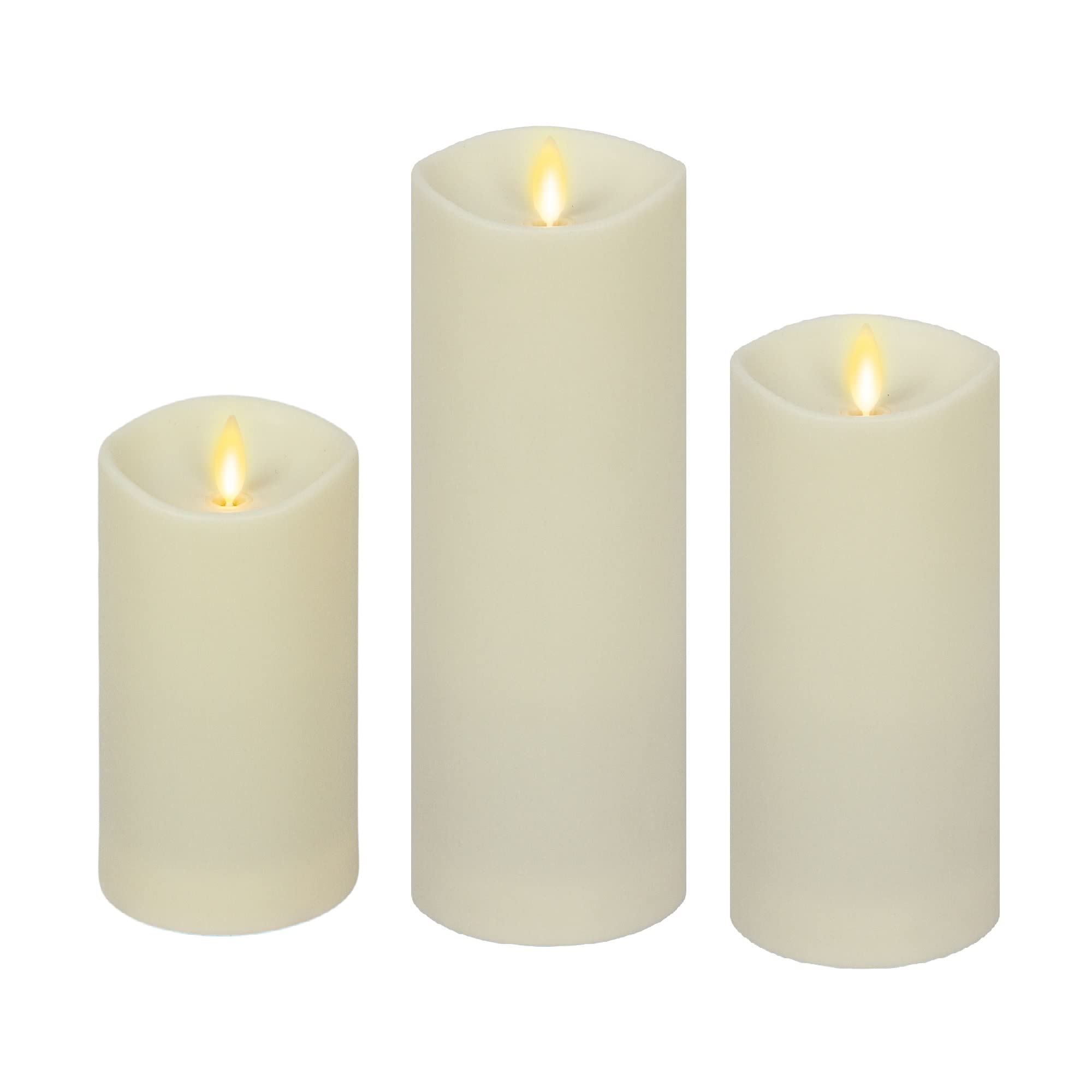 Luminara 3-Pack Outdoor LED Candles with Realistic Moving Flame - Waterproof IPX4, Pearl Ivory - Perfect for Patio, Garden, and Wedding Decorations