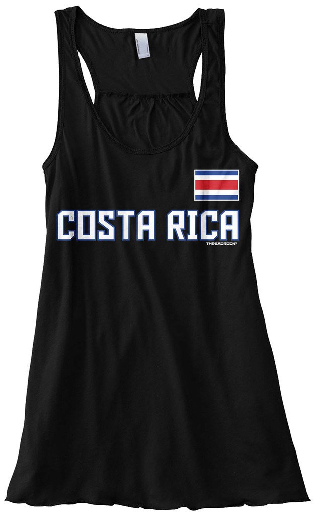 Threadrock Women's Costa Rica National Pride Flowy Racerback Tank Top - Lightweight Breathable Workout Shirt for Yoga, Running & Beach Vacation