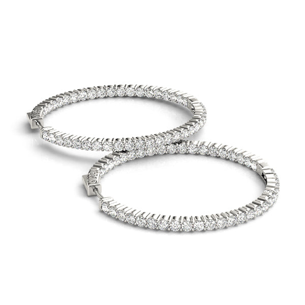 0.9 Inch 2 Prong Round Hoop Earrings - Sterling Silver Dangle Earrings for Women, Perfect for Everyday Wear & Special Occasions