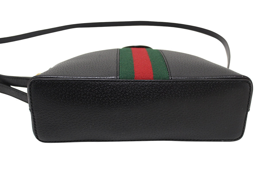 Authentic Gucci Black Calfskin Leather Web GG Small Ophidia Dome Shoulder Bag - Luxury Crossbody Purse for Women, Perfect for Date Night & Evening Events