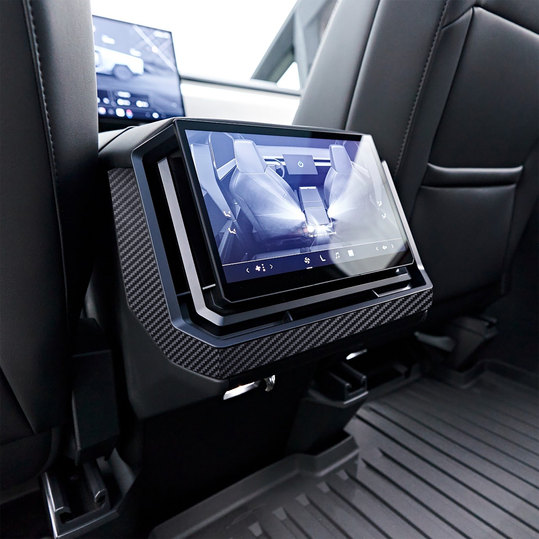 Premium Carbon Fiber Rear Touchscreen Frame Trim for Tesla Cybertruck - Durable & Stylish Interior Upgrade for Enhanced Driving Experience