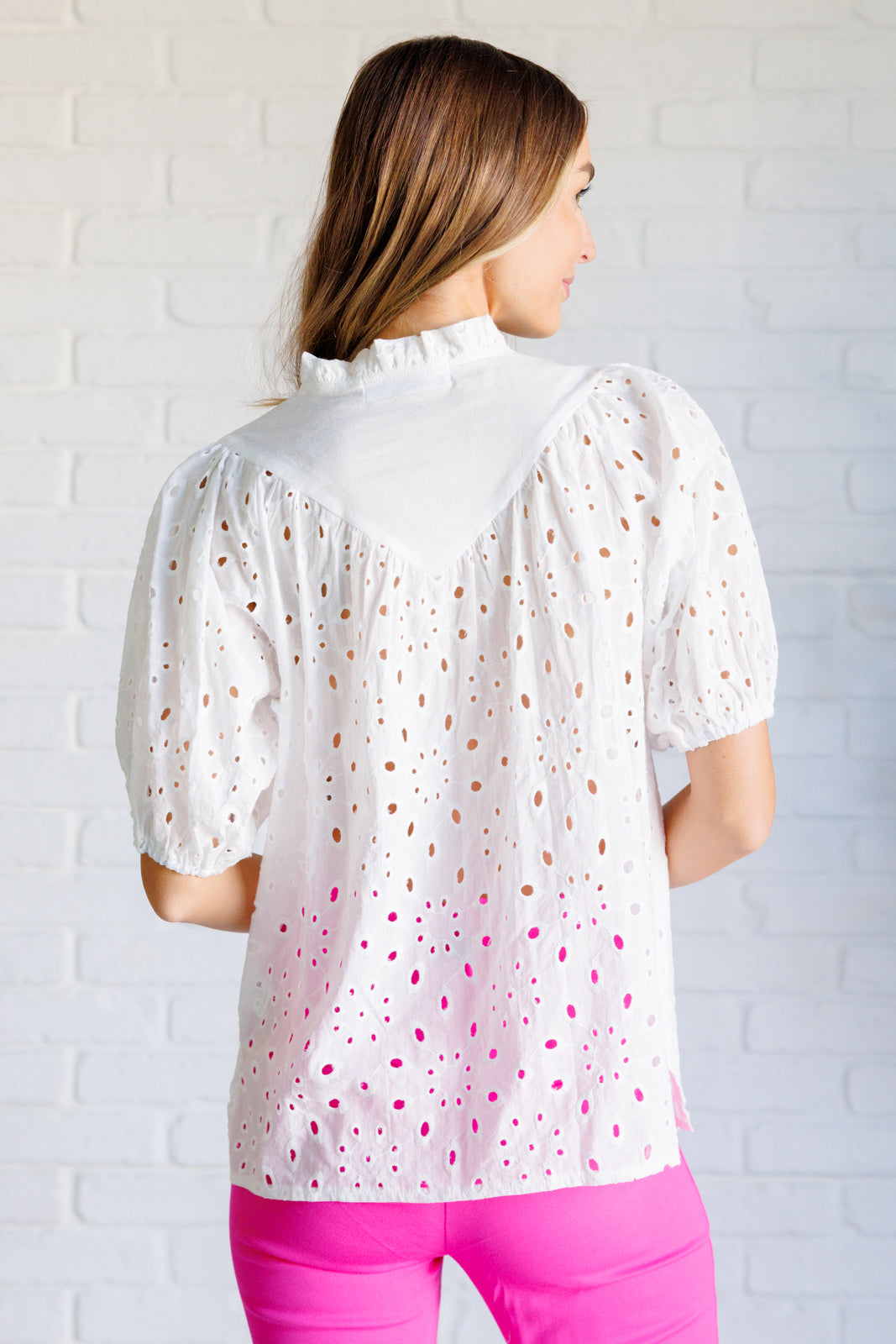 Elegant Eyelet Lace Blouse for Women - Breathable Summer Tops with Feminine Details | Perfect for Office Wear, Date Nights & Casual Outfits