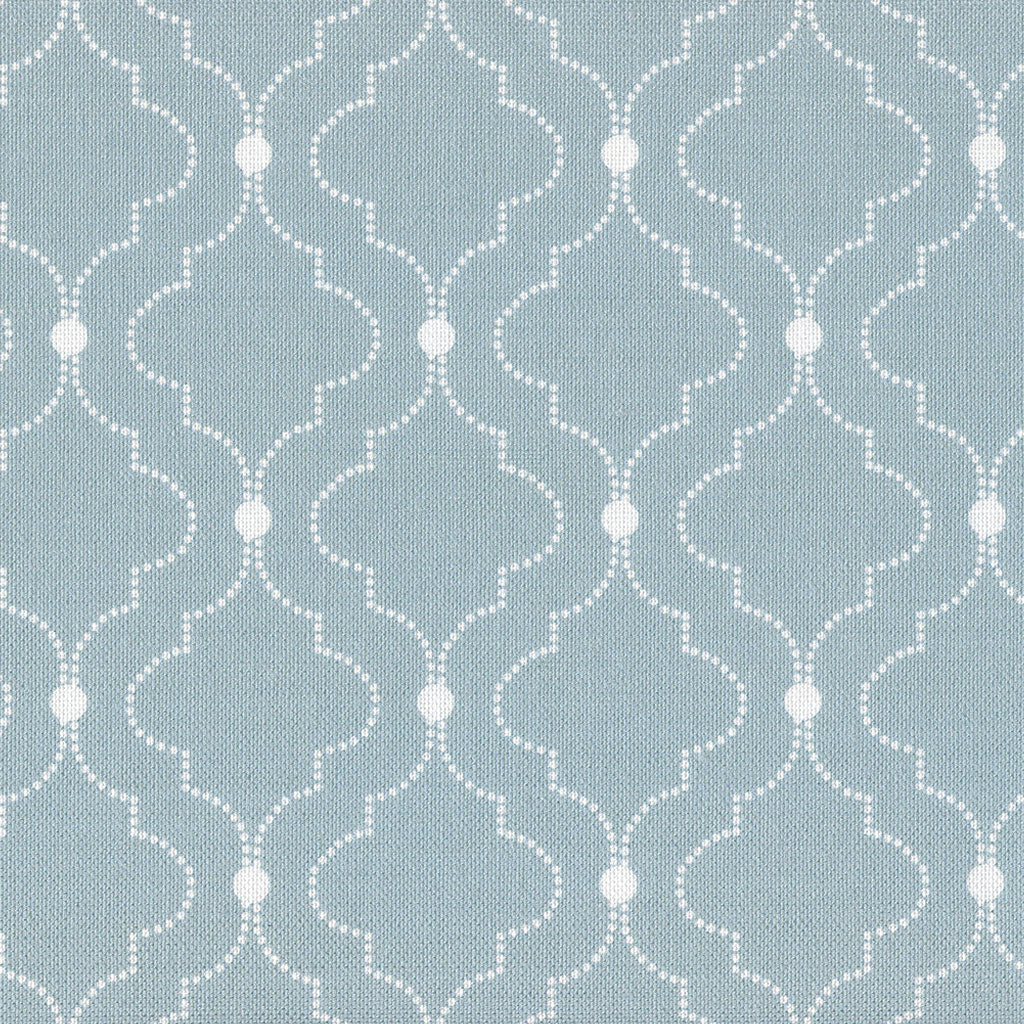 Chalbury Fabric - White on Aqua Patterned Upholstery Material for Sofa, Curtains & Home Decor | Premium Cotton Blend Textile