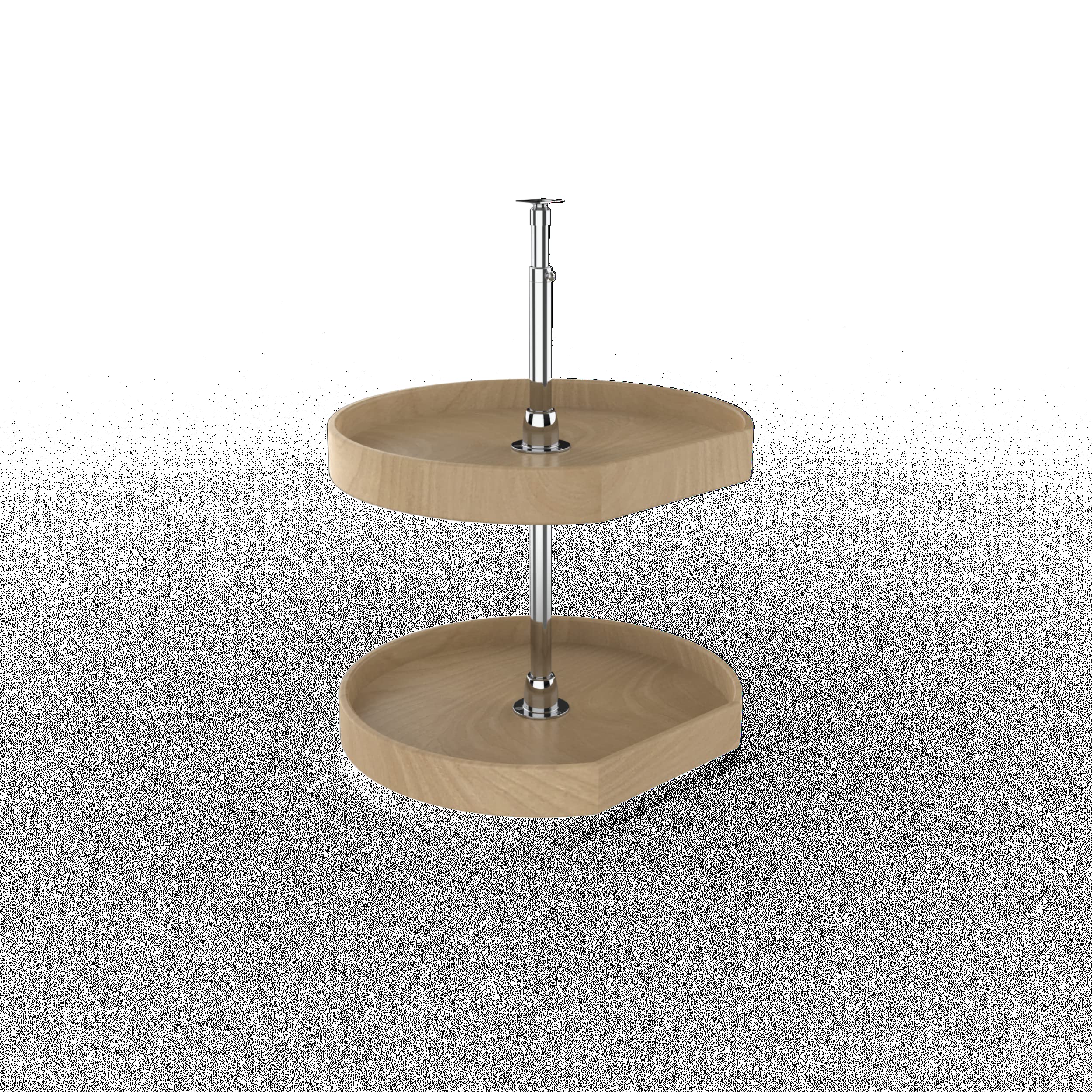 Natural Wood D-Shaped 2-Tier Lazy Susan Turntable for Kitchen Corner Cabinets - Space Saving Spice & Condiment Organizer for Pantry, Bathroom or Office Storage