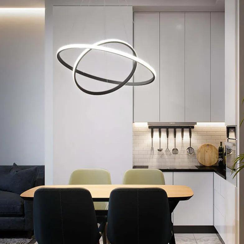 Modern Ring Shaped LED Pendant Light - Sleek Contemporary Ceiling Lighting for Dining Room, Kitchen, or Bedroom Decor
