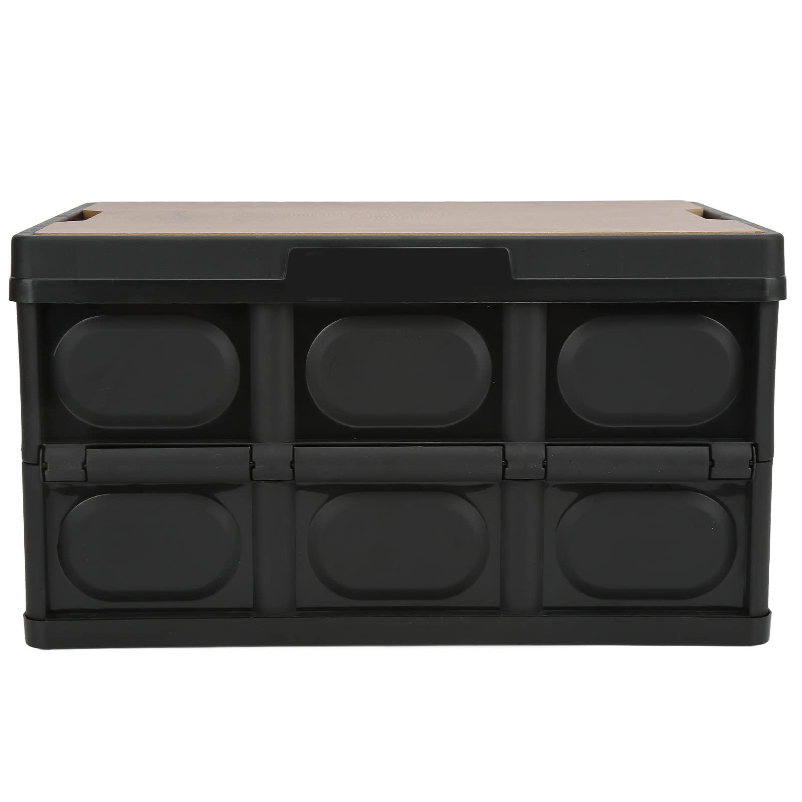 Foldable Storage Box with Wooden Panel - 30L Large Thickened Portable Organizer for Camping, Car, Home & Clothes | Multifunctional Removable Storage Case for Outdoor, Food & Household Items (Black) - Perfect for Travel, Picnics & Closet Organization