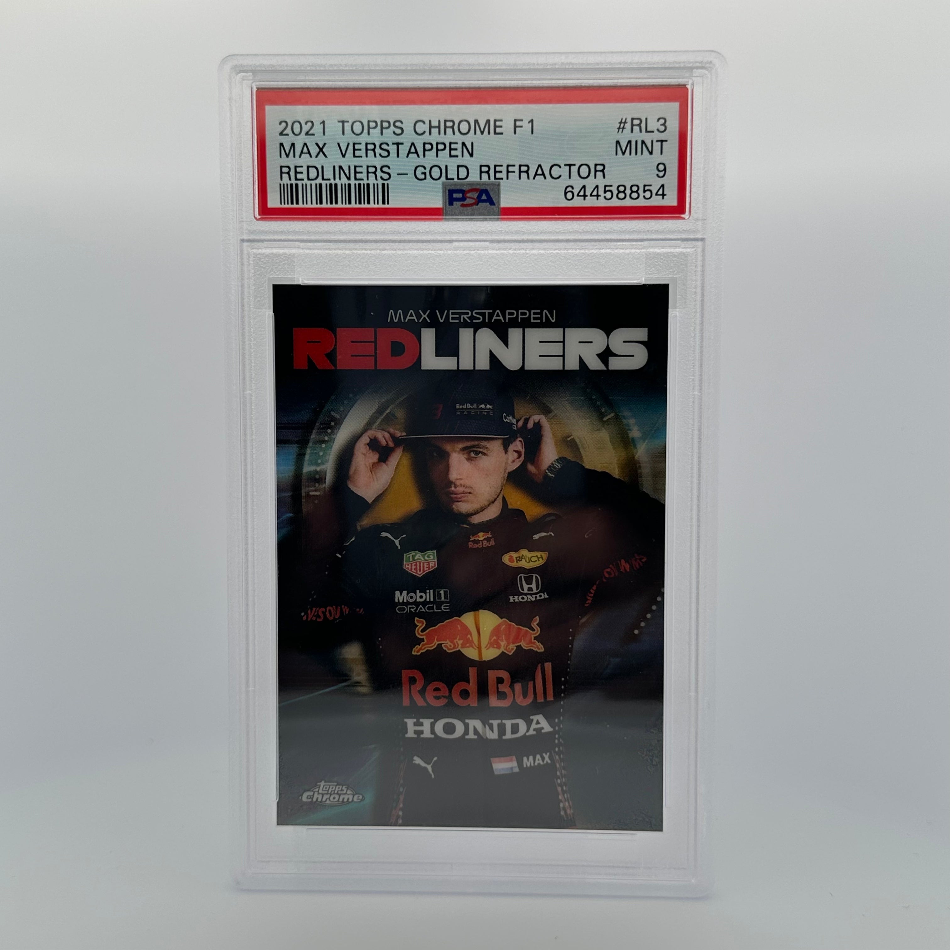 PSA 9 2005 Max Verstappen #RL3 Redliners Gold Refractor Trading Card - Rare Collectible for F1 Racing Fans & Sports Memorabilia Enthusiasts