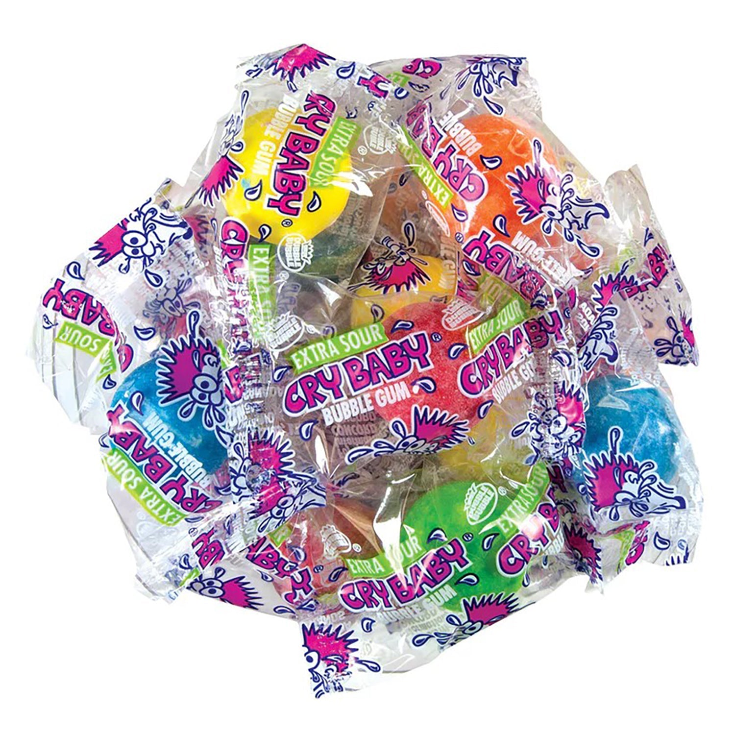 Sour Cry Baby Bubble Gum Assorted Flavors - 850 Count Bulk Case - Perfect for Parties, Halloween Treats & Candy Buffets