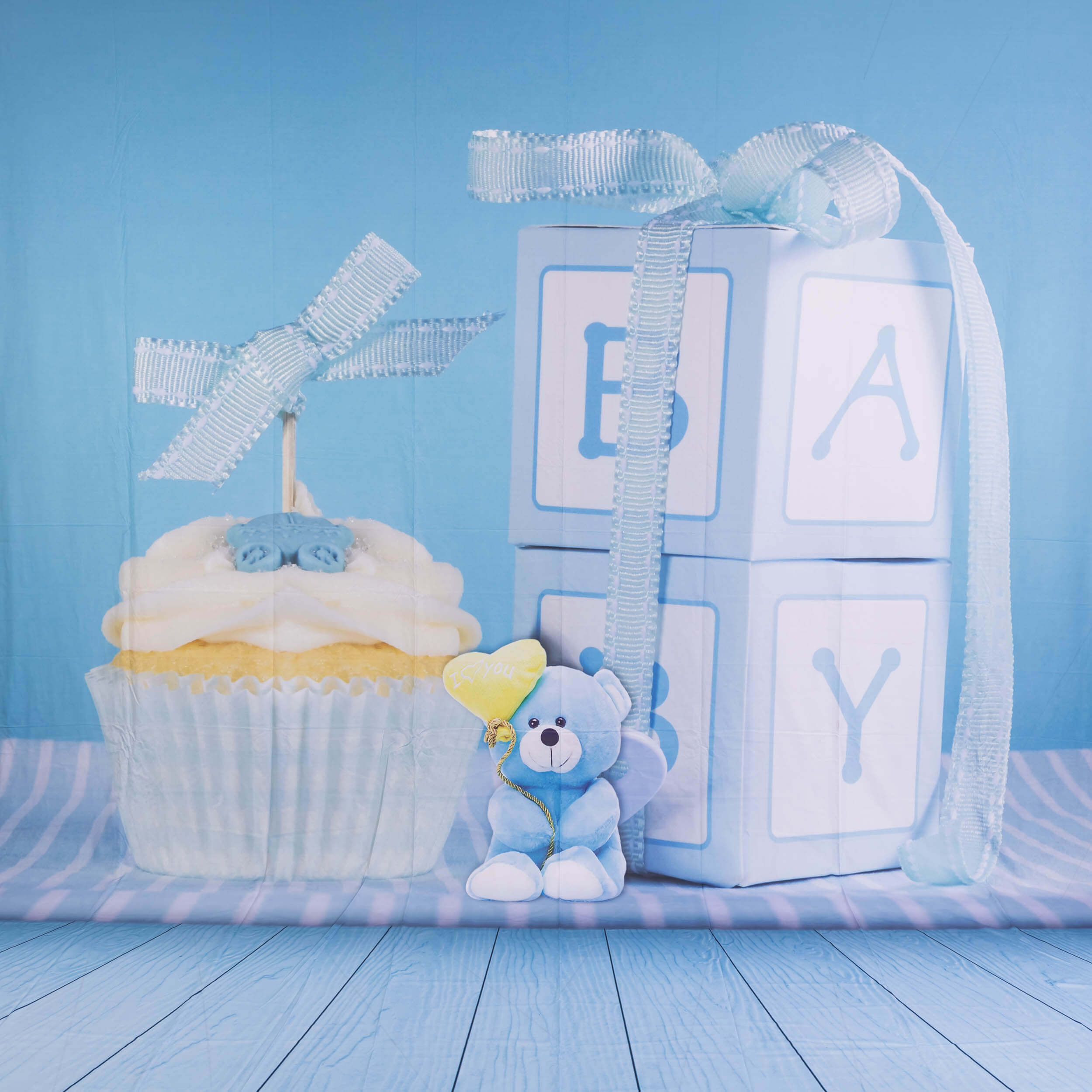 3x4m Blue Birthday Printed Photography Backdrop (Baby Design 3) - Perfect for Baby Showers, First Birthday Parties & Newborn Photo Shoots - CLEARANCE