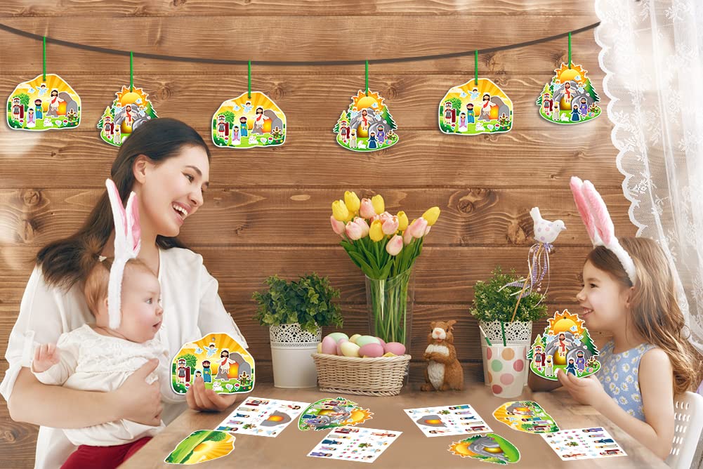 FaCraft 24 Easter Craft Kits for Kids - Religious Sticker Scenes for Sunday School & Bible Study