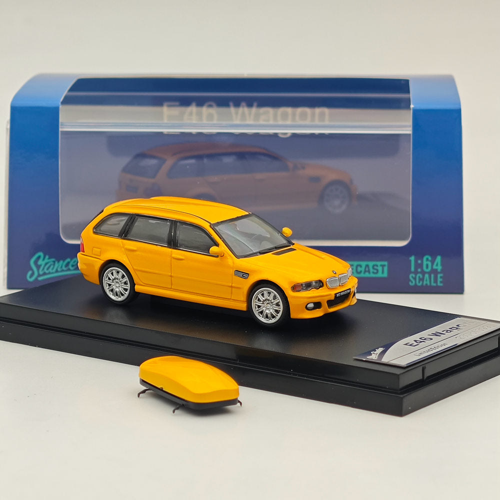 1:64 Scale Stance Hunters E46 Wagon Diecast Model Car - Limited Edition Collectible Yellow BMW - Perfect for Car Enthusiasts, Display & Gift Giving
