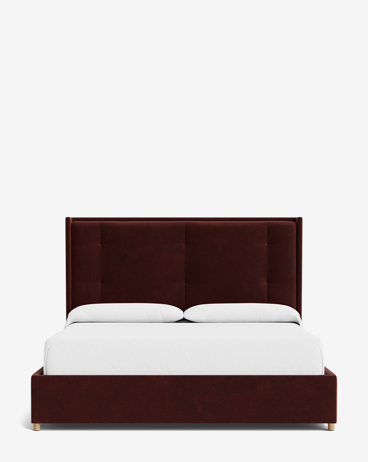 Luxury Ria Upholstered Bed Frame - Queen Size Platform Bed with Soft Fabric Headboard - Modern Bedroom Furniture for Master & Guest Rooms