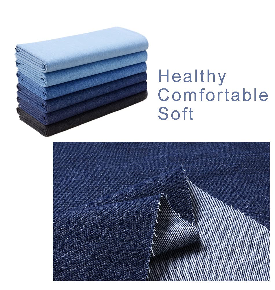 Premium 100% Cotton Denim Fabric - Soft, Breathable, Medium Blue 57