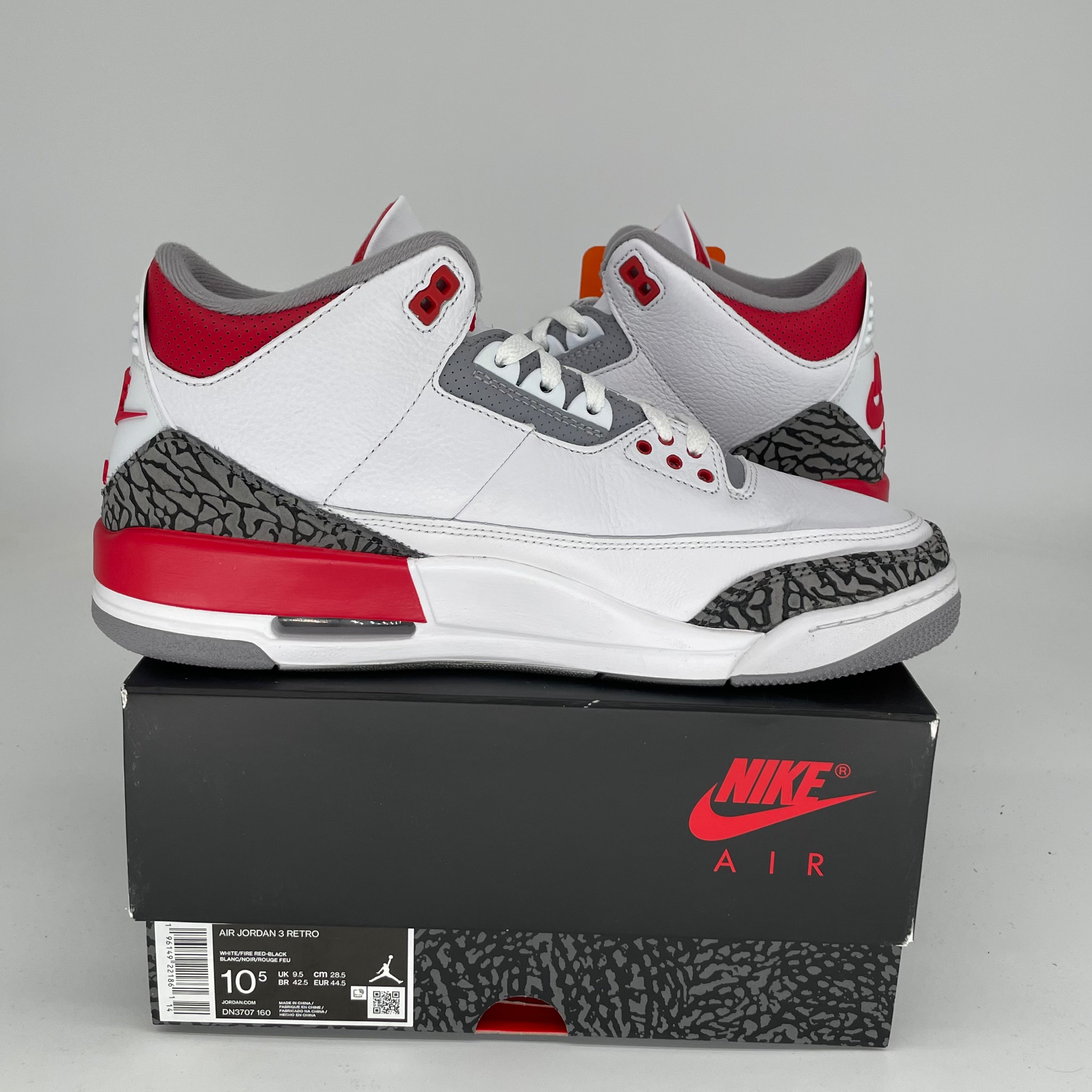 AIR JORDAN 3 Retro Fire Red Men's Basketball Shoes Size 10.5 DN3707-160 - Perfect for Sneaker Collectors & Streetwear Fashion