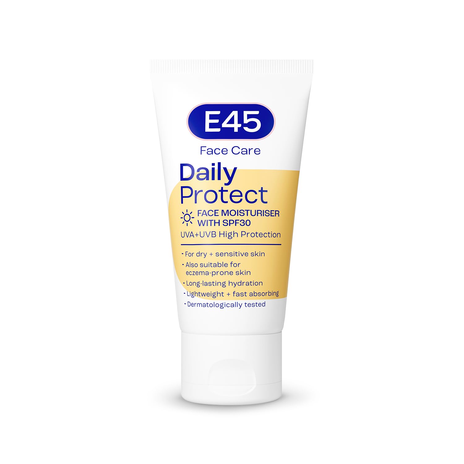 E45 SPF 30 Face Moisturizer - Hydrating Daily Facial Cream with UVA/UVB Protection for Dry, Sensitive & Eczema-Prone Skin - 50ml | Perfect for Daily Sun Protection & Skincare Routine