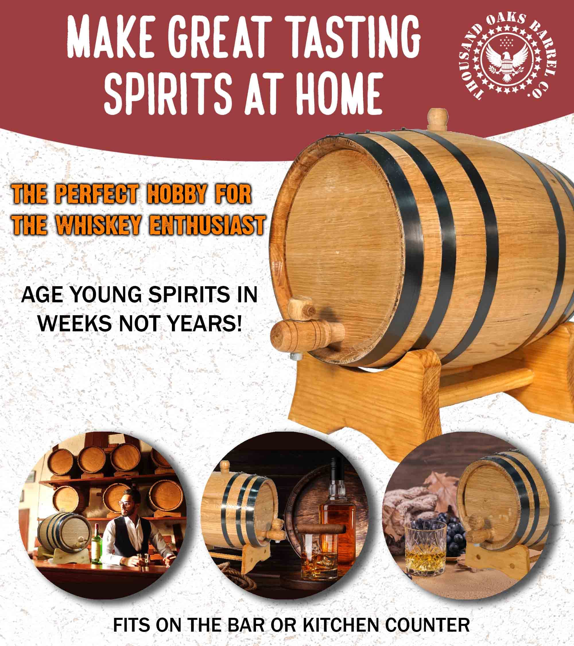 5 Gallon Oak Aging Barrel with Stand, Bung & Spigot - 20L Wooden Whiskey & Wine Barrel for Home Brewing, Distilling & Cocktail Aging - Perfect for Bourbon, Whiskey, Wine & Craft Cocktail Maturation in Home Bars & Breweries
