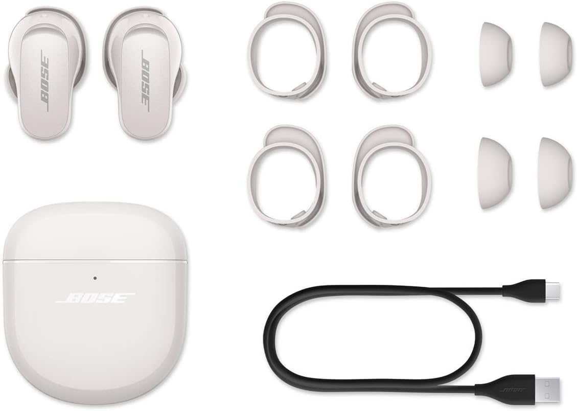 Bose QuietComfort Earbuds II Wireless Bluetooth Earbuds with Active Noise Cancelling Technology, Personalized Sound & Noise Cancellation, Soapstone Color - Perfect for Travel, Workouts & Commuting